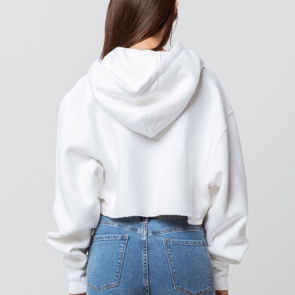 CHAMPION Reverse Weave White Womens Crop Hoodie - Picture 2 of 6